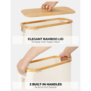 Toilet Paper Storage Basket, Papers Container with Bamboo Lid