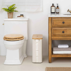 Toilet Paper Storage Basket with Bamboo Lid