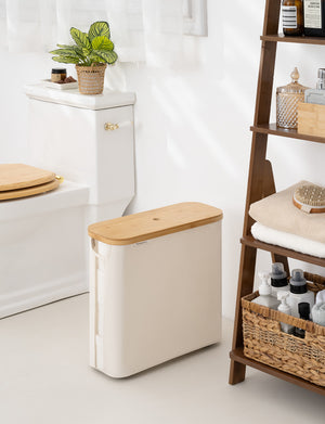 Toilet Paper Storage Basket, Papers Container with Bamboo Lid