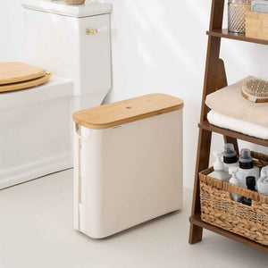 Toilet Paper Storage Basket with Bamboo Lid