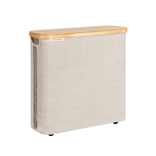 Toilet Paper Storage Basket, Papers Container with Bamboo Lid