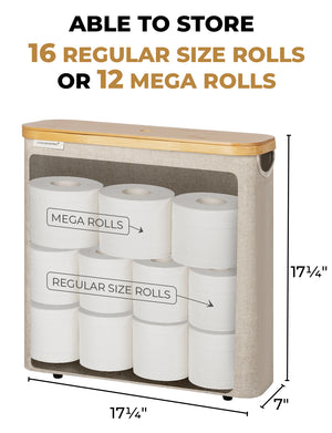 Toilet Paper Storage Basket, Papers Container with Bamboo Lid