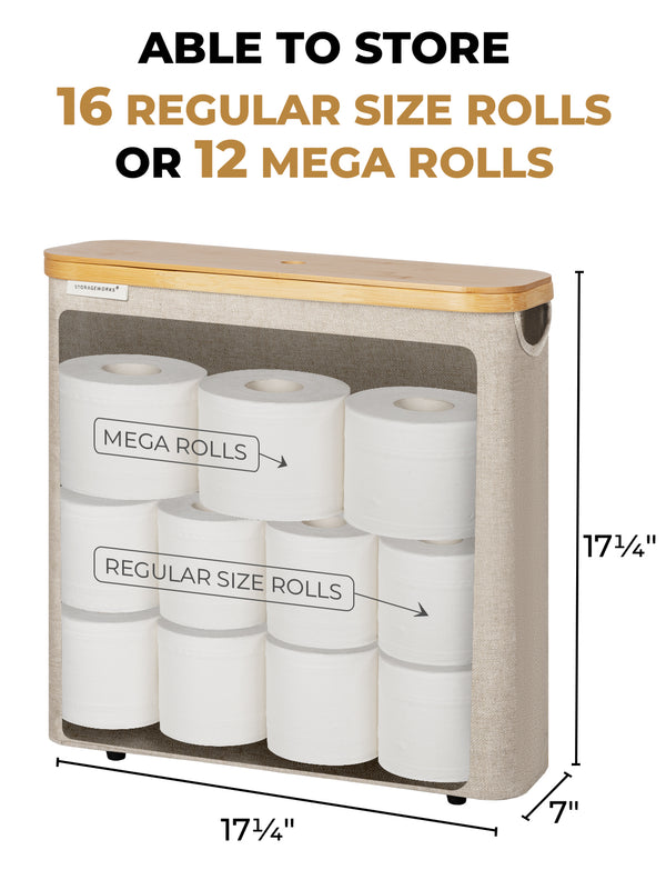 Toilet Paper Storage Basket, Papers Container with Bamboo Lid