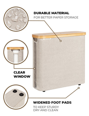 Toilet Paper Storage Basket, Papers Container with Bamboo Lid