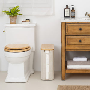 Toilet Paper Storage Basket, Papers Container with Bamboo Lid