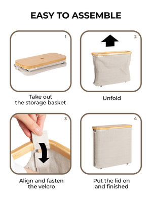 Toilet Paper Storage Basket, Papers Container with Bamboo Lid