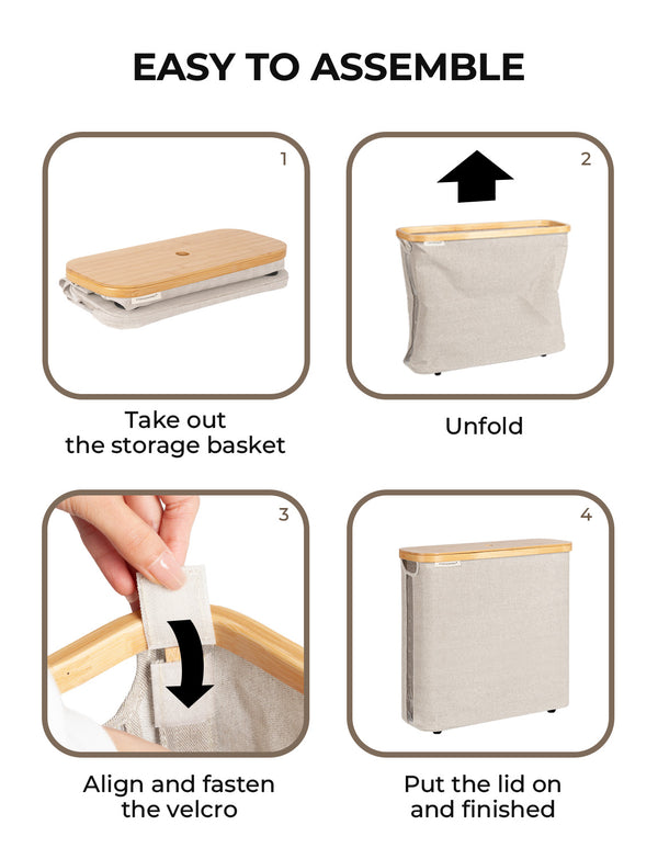 Toilet Paper Storage Basket, Papers Container with Bamboo Lid