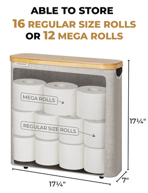 Toilet Paper Storage Basket, Papers Container with Bamboo Lid