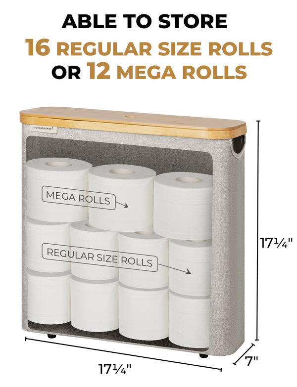 Toilet Paper Storage Basket, Papers Container with Bamboo Lid