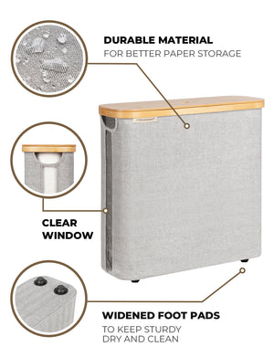 Toilet Paper Storage Basket, Papers Container with Bamboo Lid