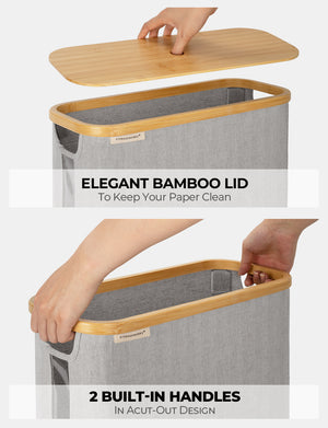 Toilet Paper Storage Basket, Papers Container with Bamboo Lid