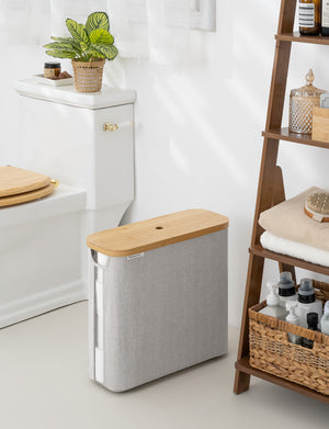 Toilet Paper Storage Basket, Papers Container with Bamboo Lid