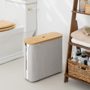 Toilet Paper Storage Basket, Papers Container with Bamboo Lid