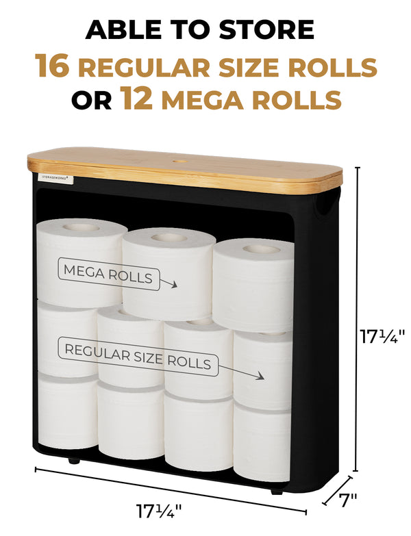 Toilet Paper Storage Basket, Papers Container with Bamboo Lid