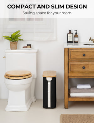 Toilet Paper Storage Basket, Papers Container with Bamboo Lid