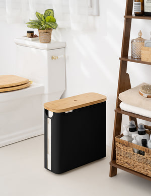 Toilet Paper Storage Basket, Papers Container with Bamboo Lid