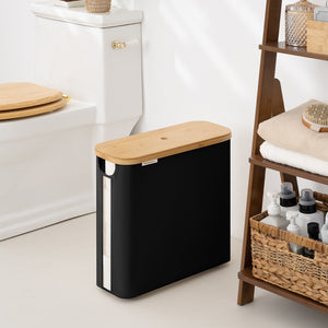 Toilet Paper Storage Basket, Papers Container with Bamboo Lid