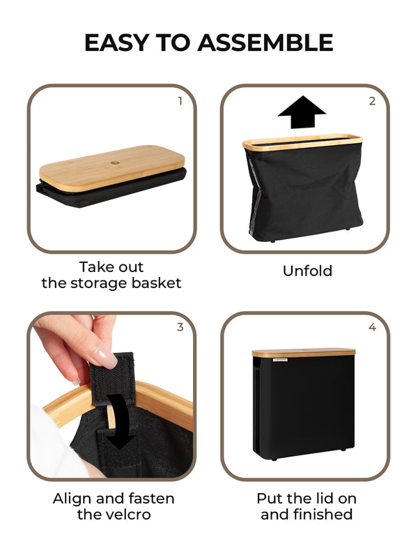 Toilet Paper Storage Basket, Papers Container with Bamboo Lid