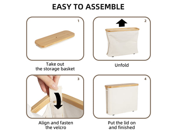 Toilet Paper Storage Basket, Papers Container with Bamboo Lid