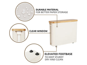 Toilet Paper Storage Basket, Papers Container with Bamboo Lid