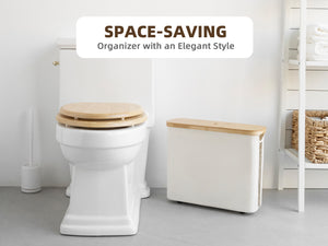 Toilet Paper Storage Basket, Papers Container with Bamboo Lid