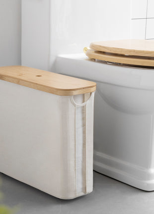 Toilet Paper Storage Basket, Papers Container with Bamboo Lid