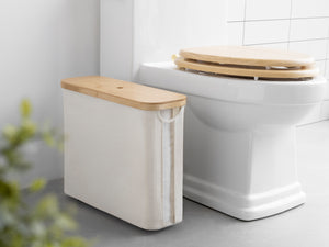 Toilet Paper Storage Basket, Papers Container with Bamboo Lid