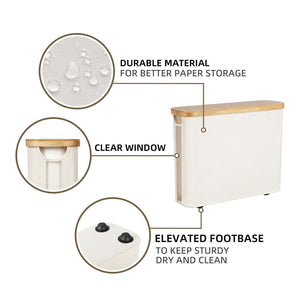 Toilet Paper Storage Basket, Papers Container with Bamboo Lid