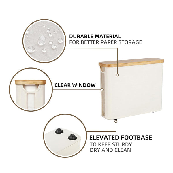 Toilet Paper Storage Basket, Papers Container with Bamboo Lid