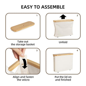 Toilet Paper Storage Basket, Papers Container with Bamboo Lid