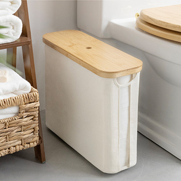 Toilet Paper Storage Basket, Papers Container with Bamboo Lid