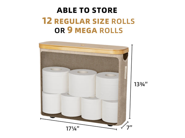 Toilet Paper Storage Basket, Papers Container with Bamboo Lid