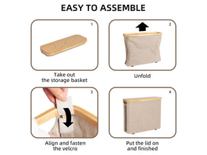 Toilet Paper Storage Basket, Papers Container with Bamboo Lid