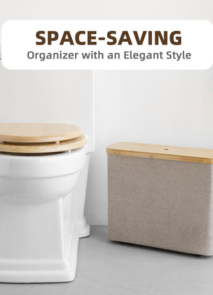 Toilet Paper Storage Basket, Papers Container with Bamboo Lid