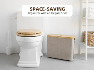 Toilet Paper Storage Basket, Papers Container with Bamboo Lid