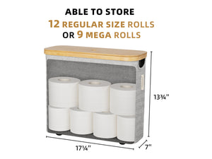 Toilet Paper Storage Basket, Papers Container with Bamboo Lid