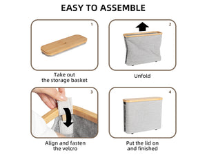 Toilet Paper Storage Basket, Papers Container with Bamboo Lid