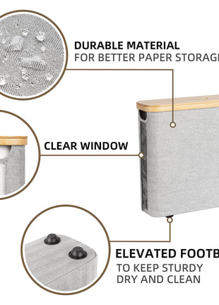 Toilet Paper Storage Basket, Papers Container with Bamboo Lid