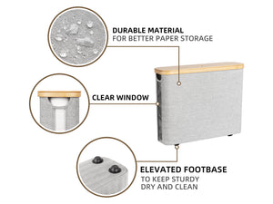 Toilet Paper Storage Basket, Papers Container with Bamboo Lid