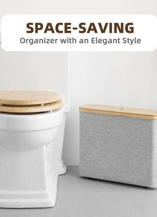 Toilet Paper Storage Basket, Papers Container with Bamboo Lid