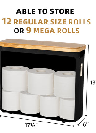 Toilet Paper Storage Basket, Papers Container with Bamboo Lid