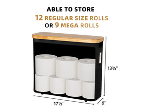 Toilet Paper Storage Basket, Papers Container with Bamboo Lid