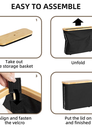 Toilet Paper Storage Basket, Papers Container with Bamboo Lid