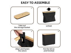 Toilet Paper Storage Basket, Papers Container with Bamboo Lid