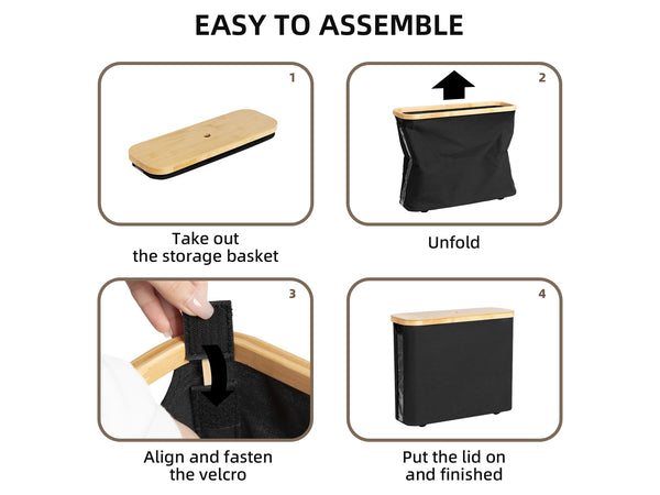 Toilet Paper Storage Basket, Papers Container with Bamboo Lid