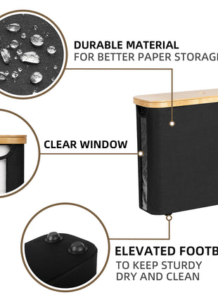 Toilet Paper Storage Basket, Papers Container with Bamboo Lid