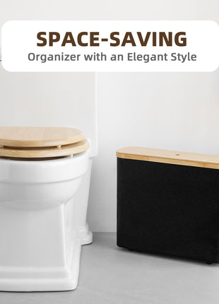 Toilet Paper Storage Basket, Papers Container with Bamboo Lid