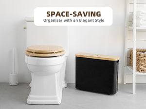 Toilet Paper Storage Basket, Papers Container with Bamboo Lid