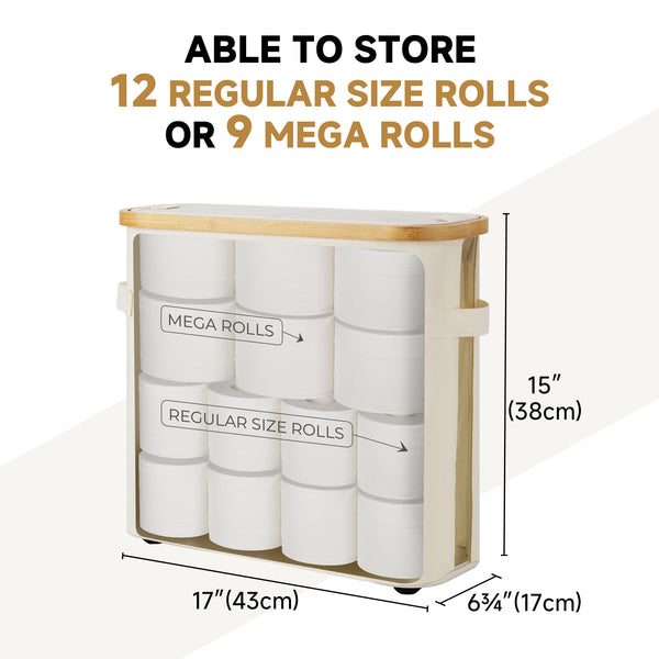 Toilet Paper Storage Baskets with Dual Flip Lids and Side Pockets