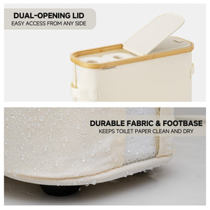 Toilet Paper Storage Baskets with Dual Flip Lids and Side Pockets